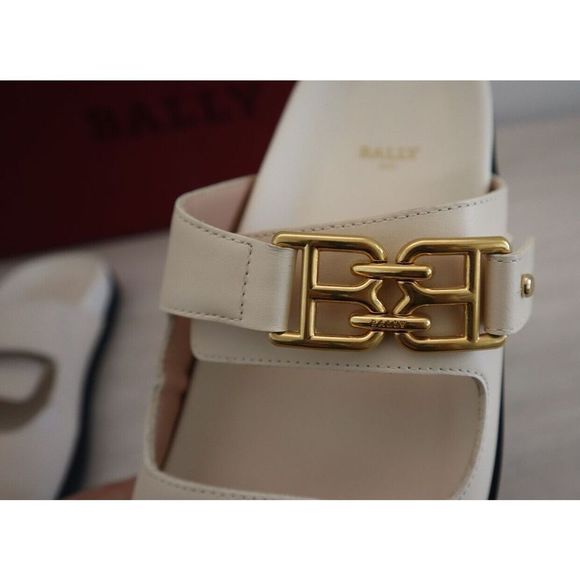 Bally 6300082 Women's Sz 5.5M Bone/Beige Leather Emma Slide Sandals $640 - Picture 10 of 13
